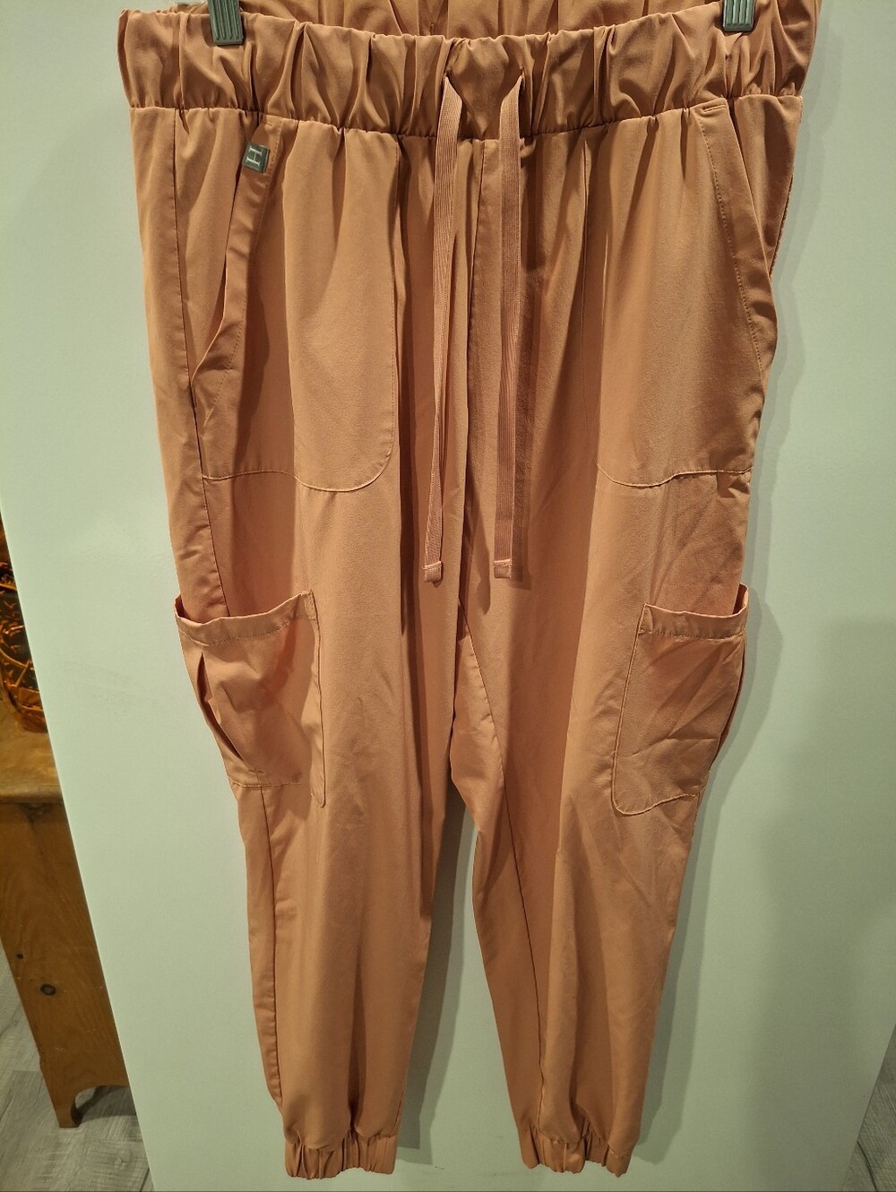 Hanes Women's Cargo Scrub Pants in Coral Peach